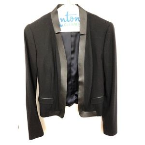 Elie Tahari wool and leather black blazer